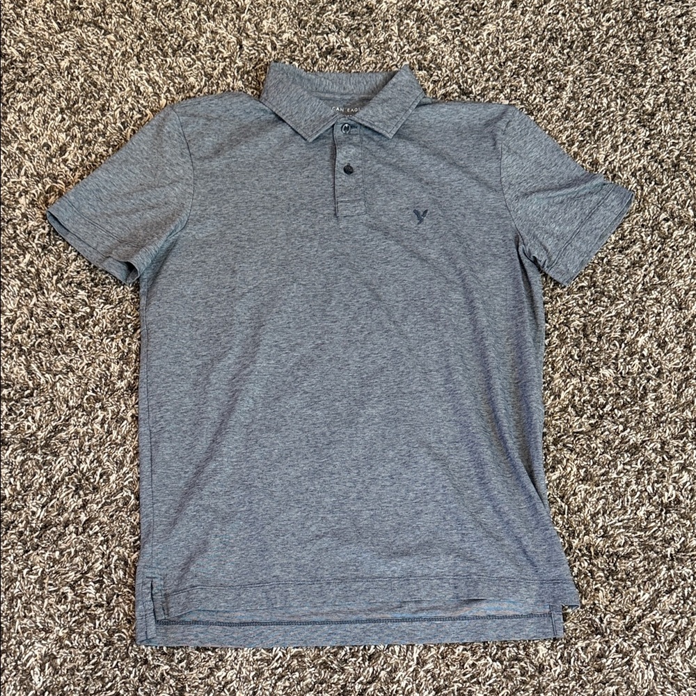 American Eagle Outfitters Men's Heather Blue Polo